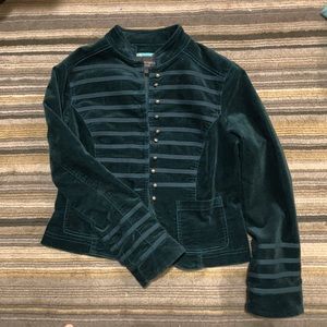 Principles jacket, dark teal velvet fabric